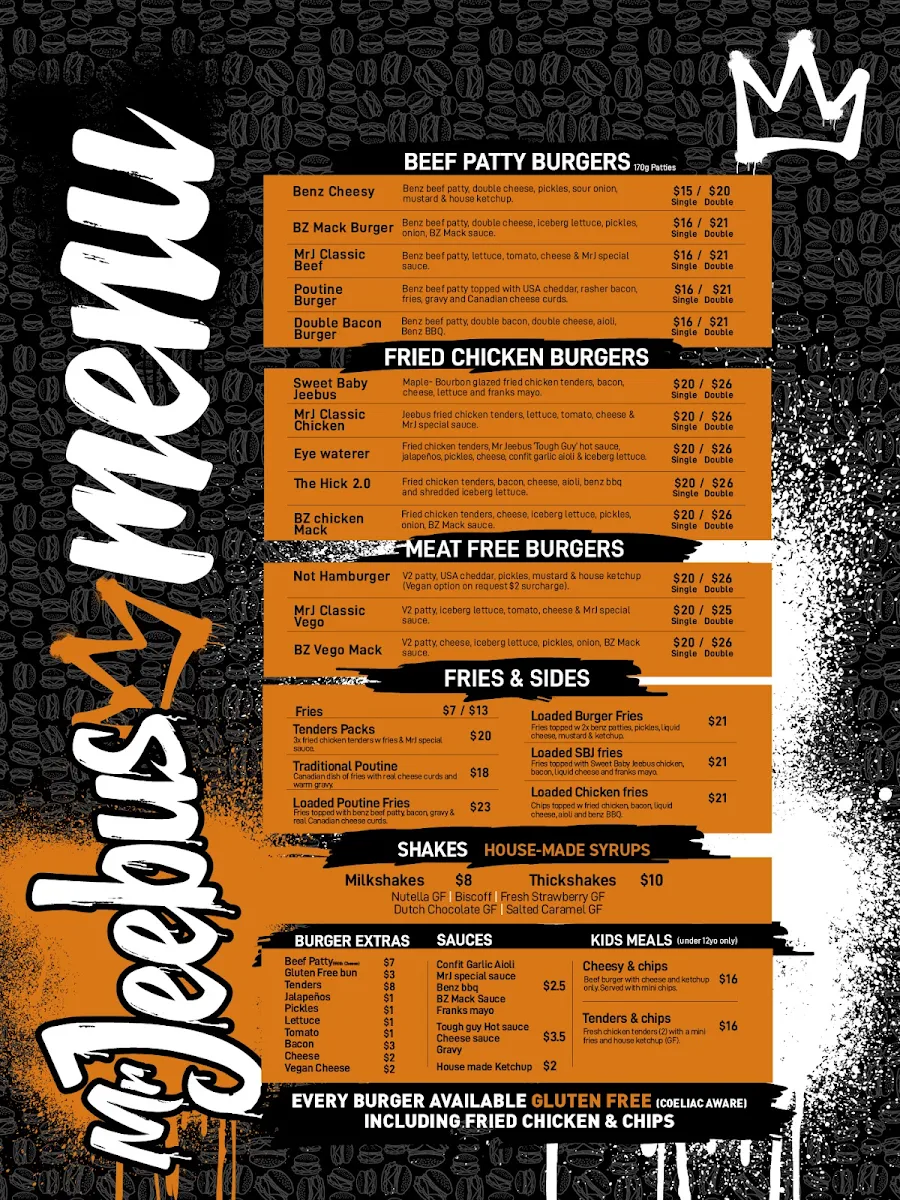 Menu, Mr Jeebus Tingalpa