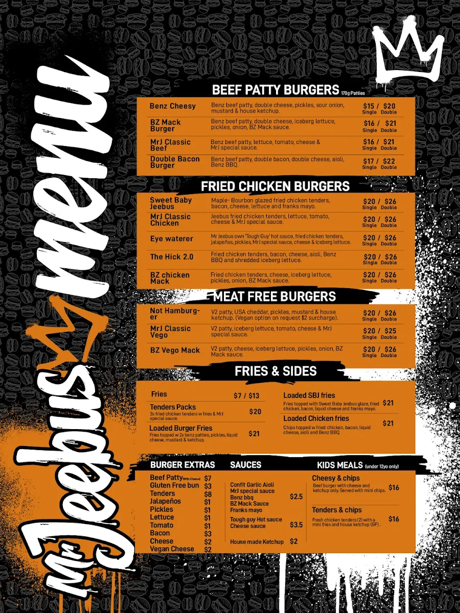 Menu, Mr Jeebus Tingalpa