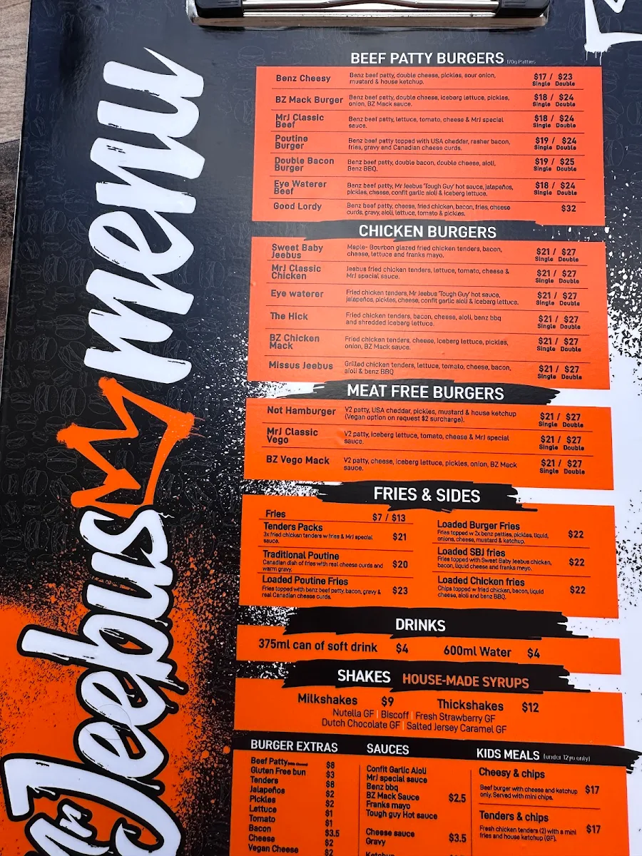 Menu, Mr Jeebus Tingalpa