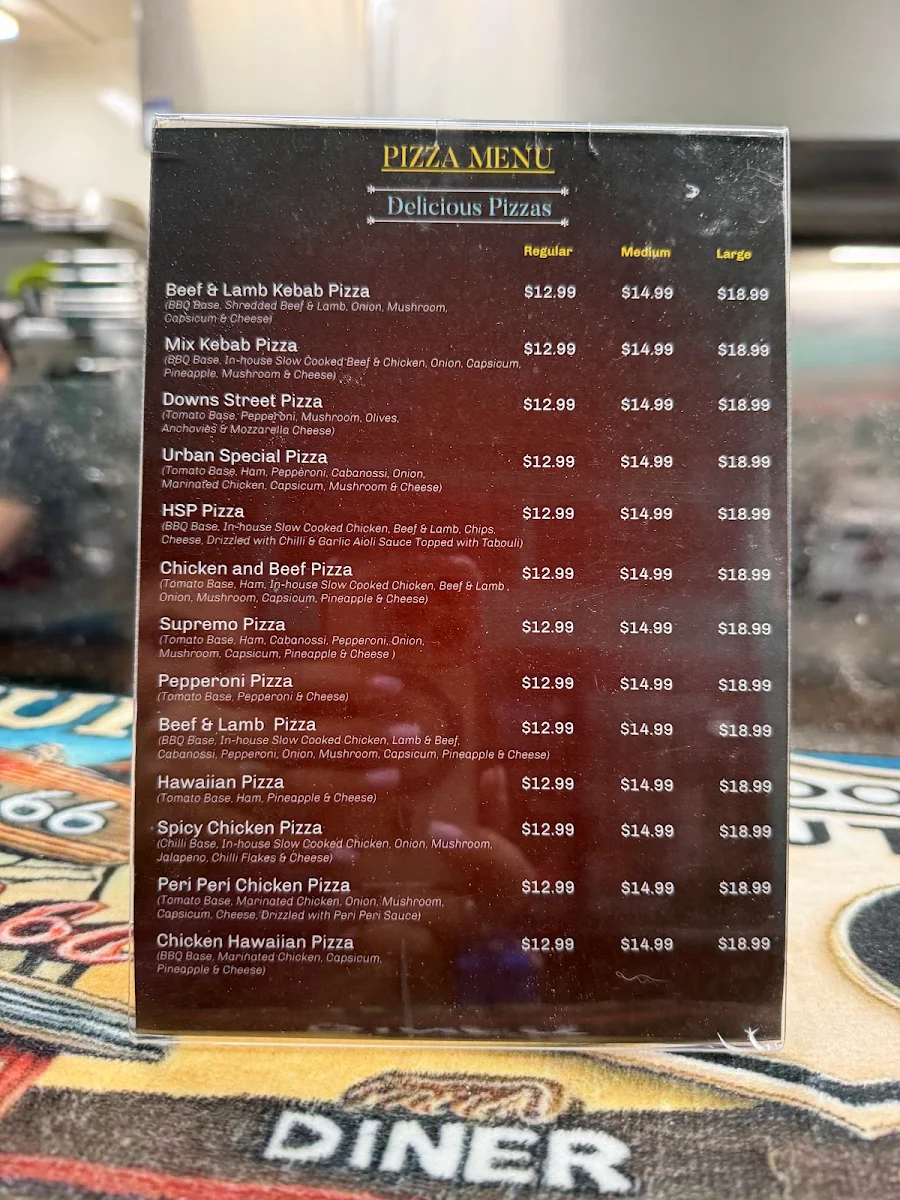Menu, Urban Pide and Grill