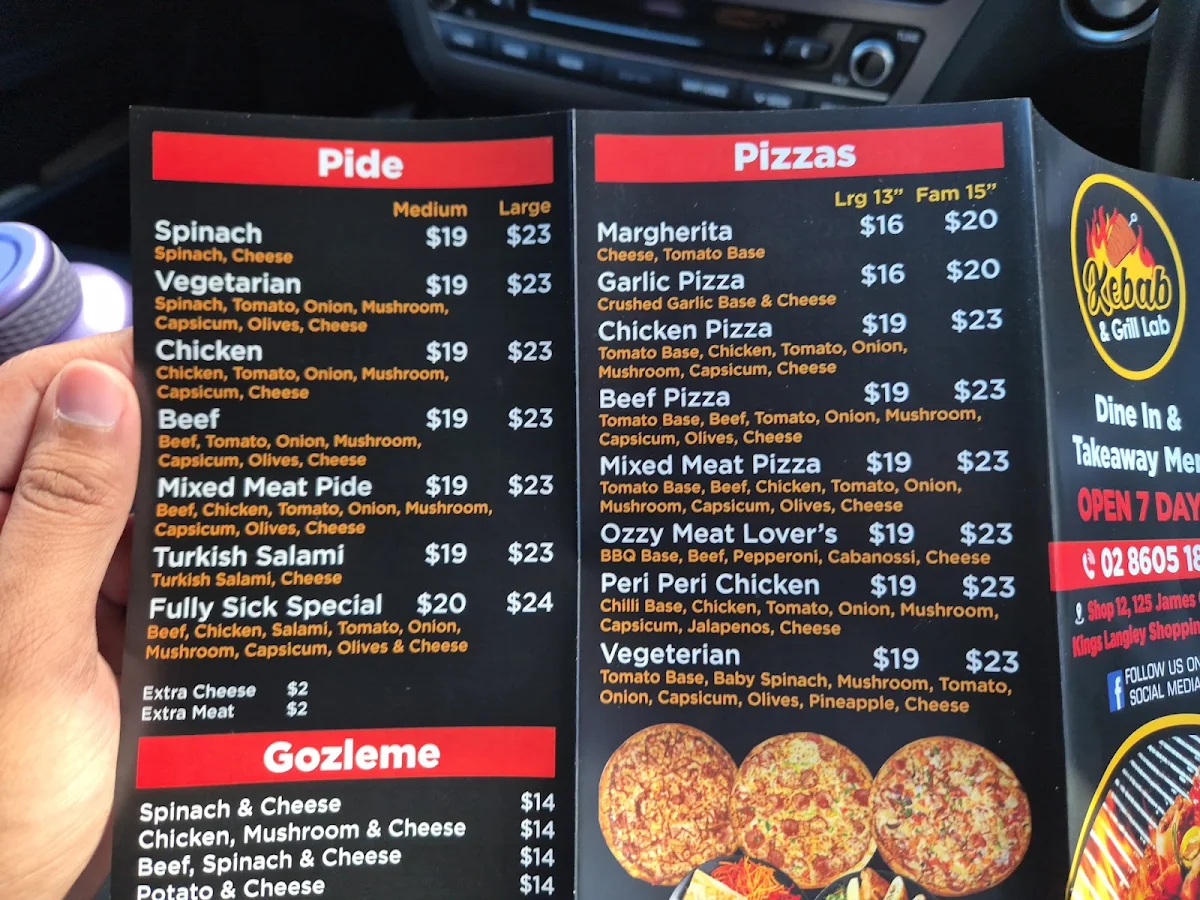 Menu, Kebab & Grill Lab