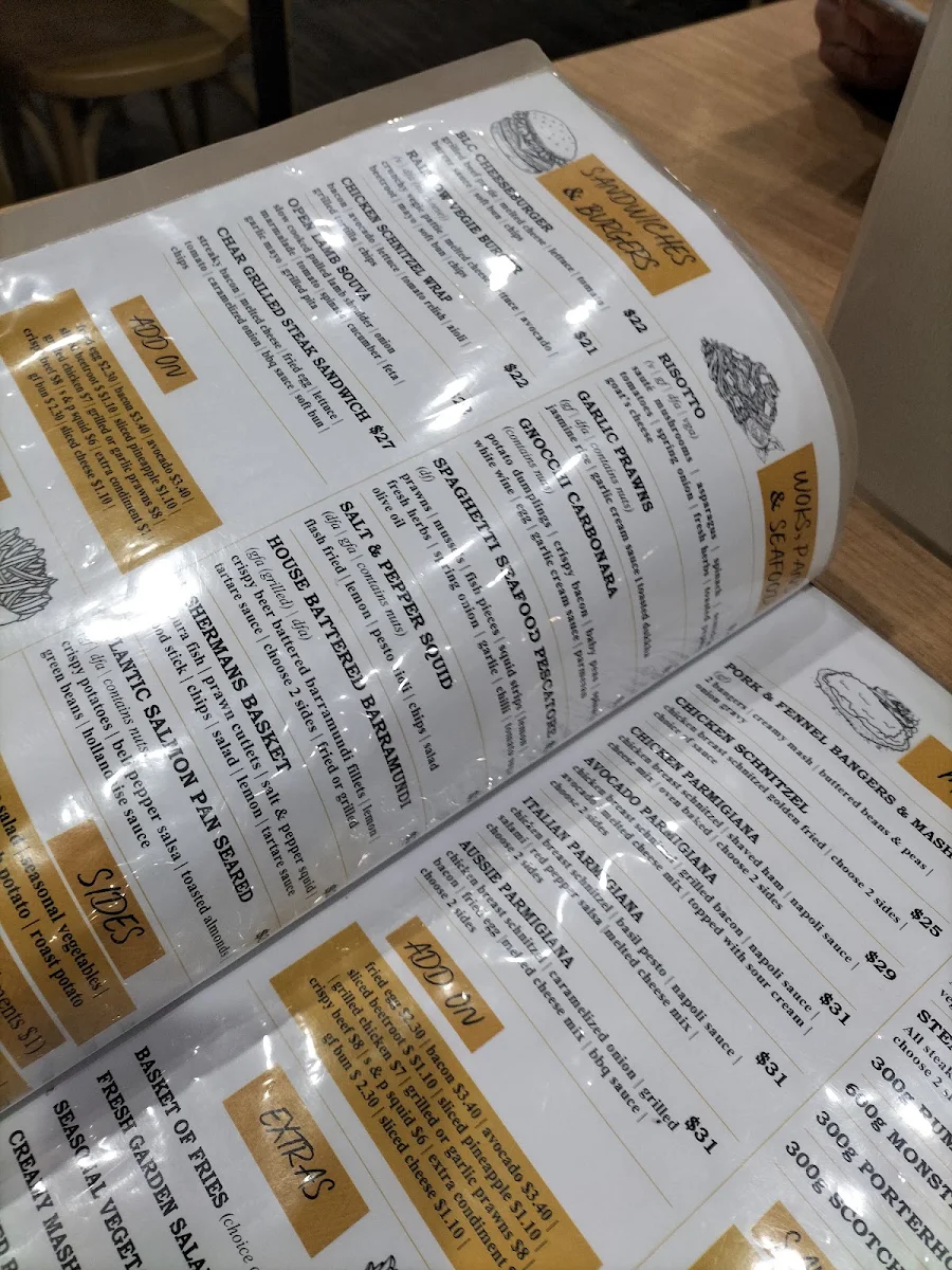 Menu, Ballarat Leagues Club