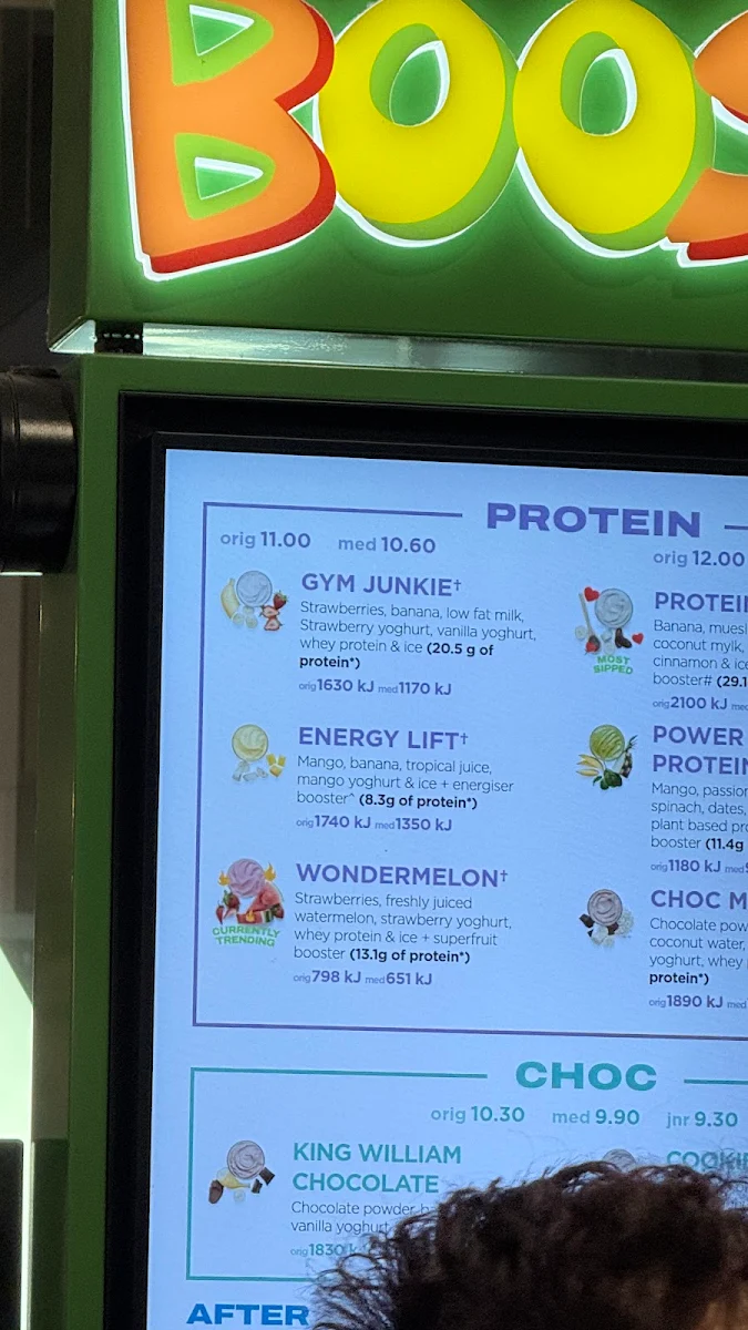 Menu, Boost Juice