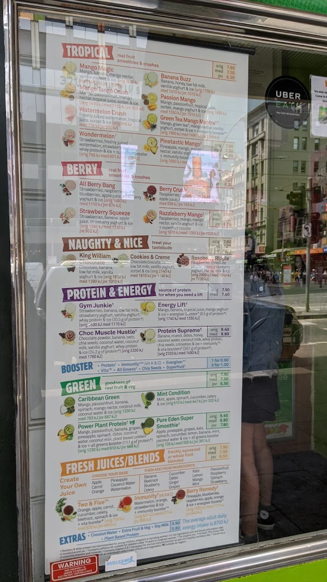 Menu, Boost Juice