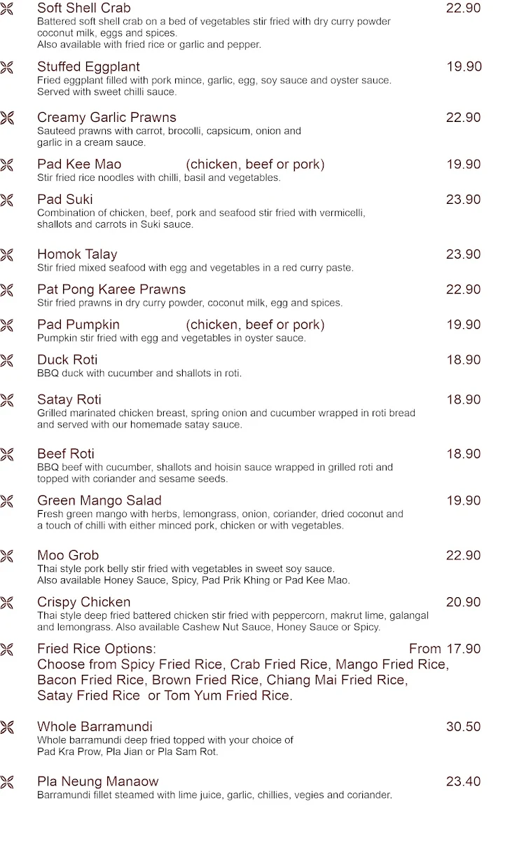 Menu, KB Thai