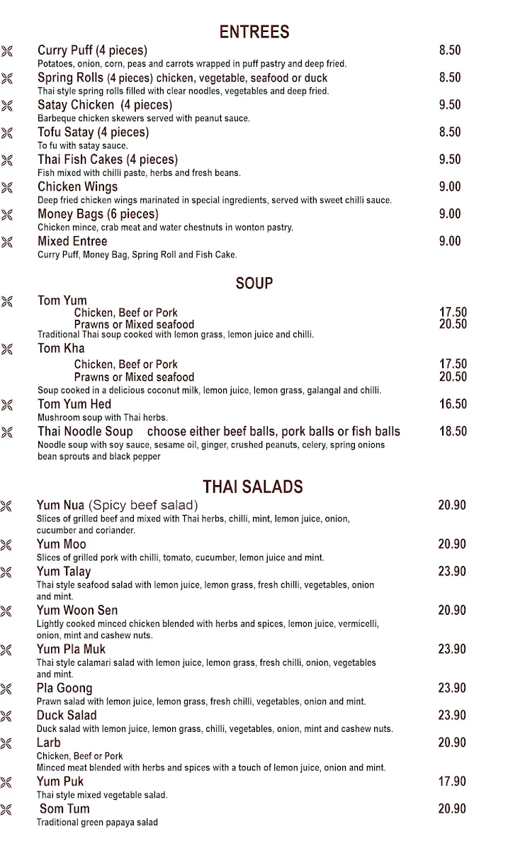 Menu, KB Thai