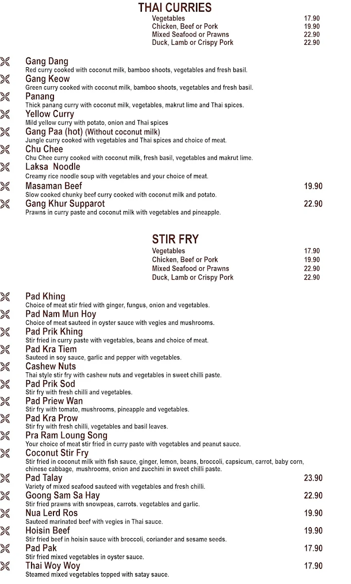 Menu, KB Thai