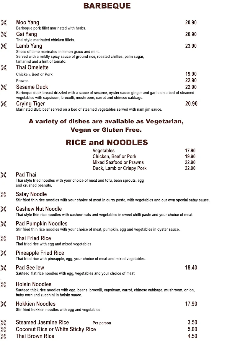 Menu, KB Thai