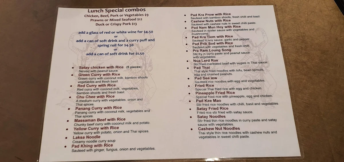 Menu, KB Thai