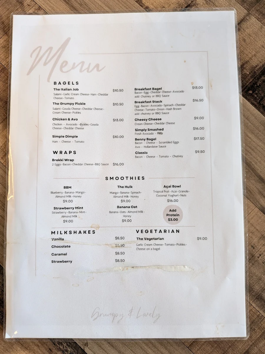 Menu, Grumpy & Lovely Cafe
