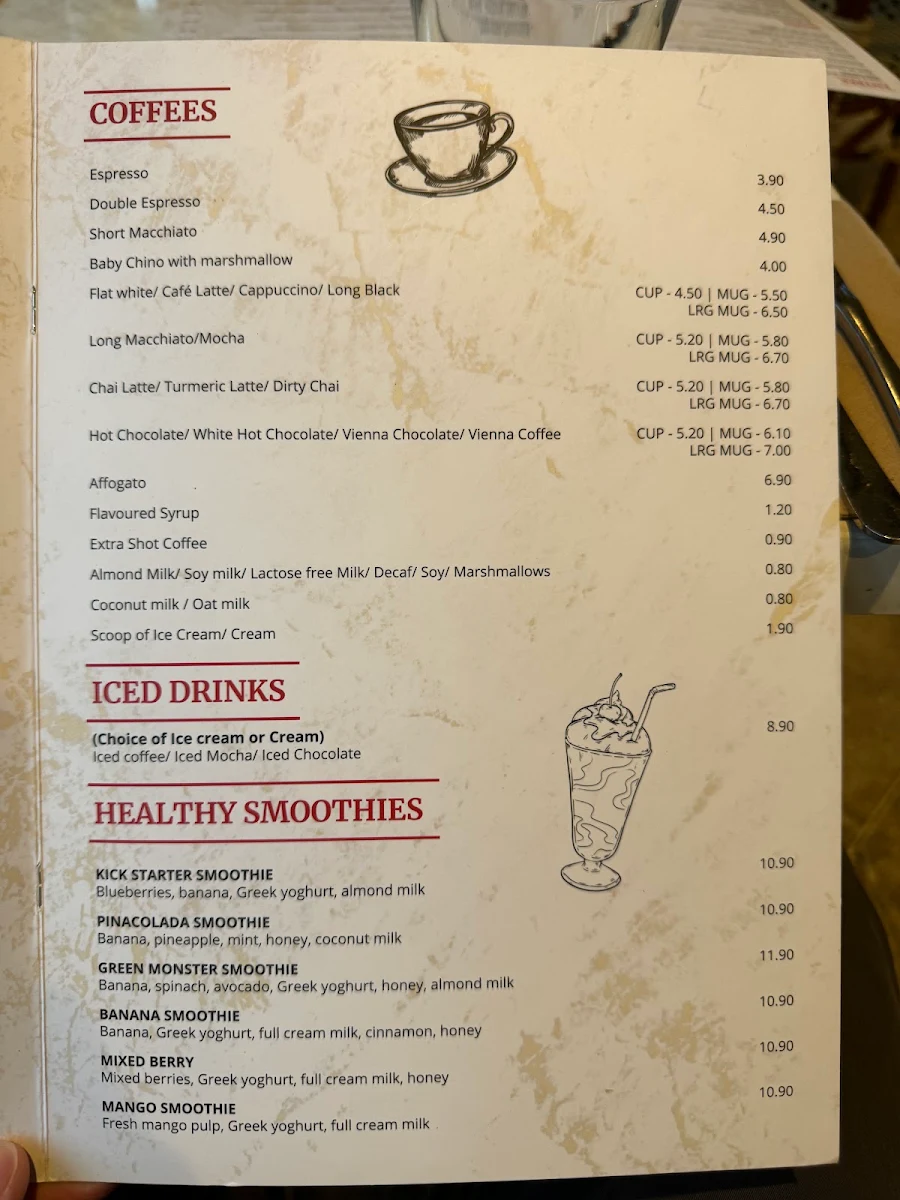 Menu, Globe Coffee House Patisserie & Restaurant