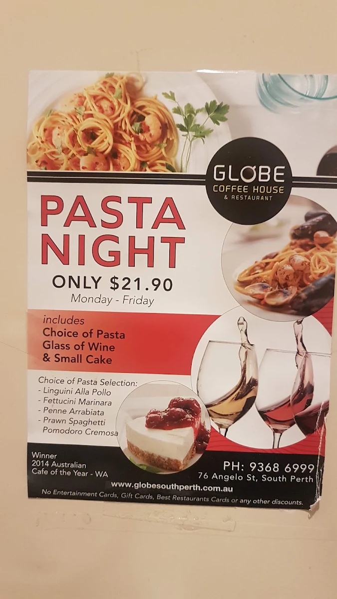 Menu, Globe Coffee House Patisserie & Restaurant
