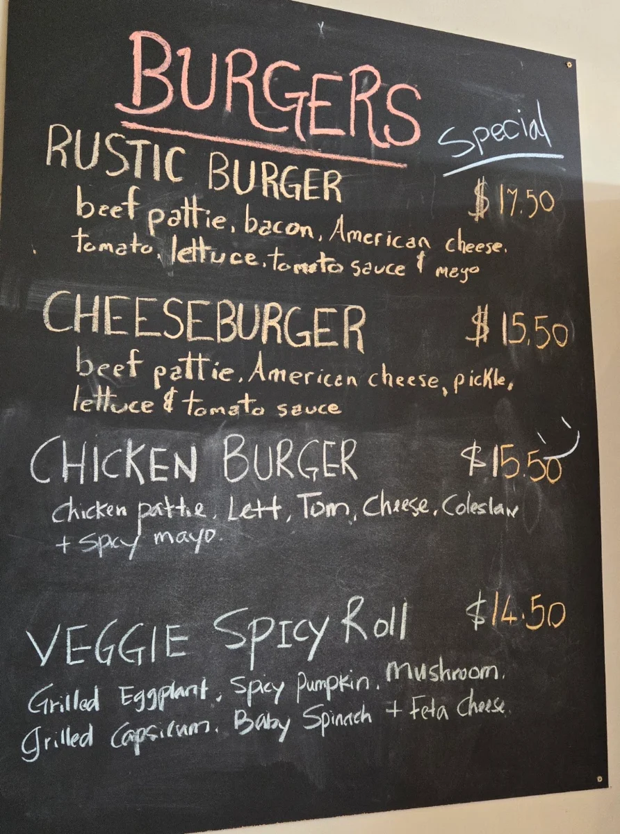 Menu, The Rustic Table