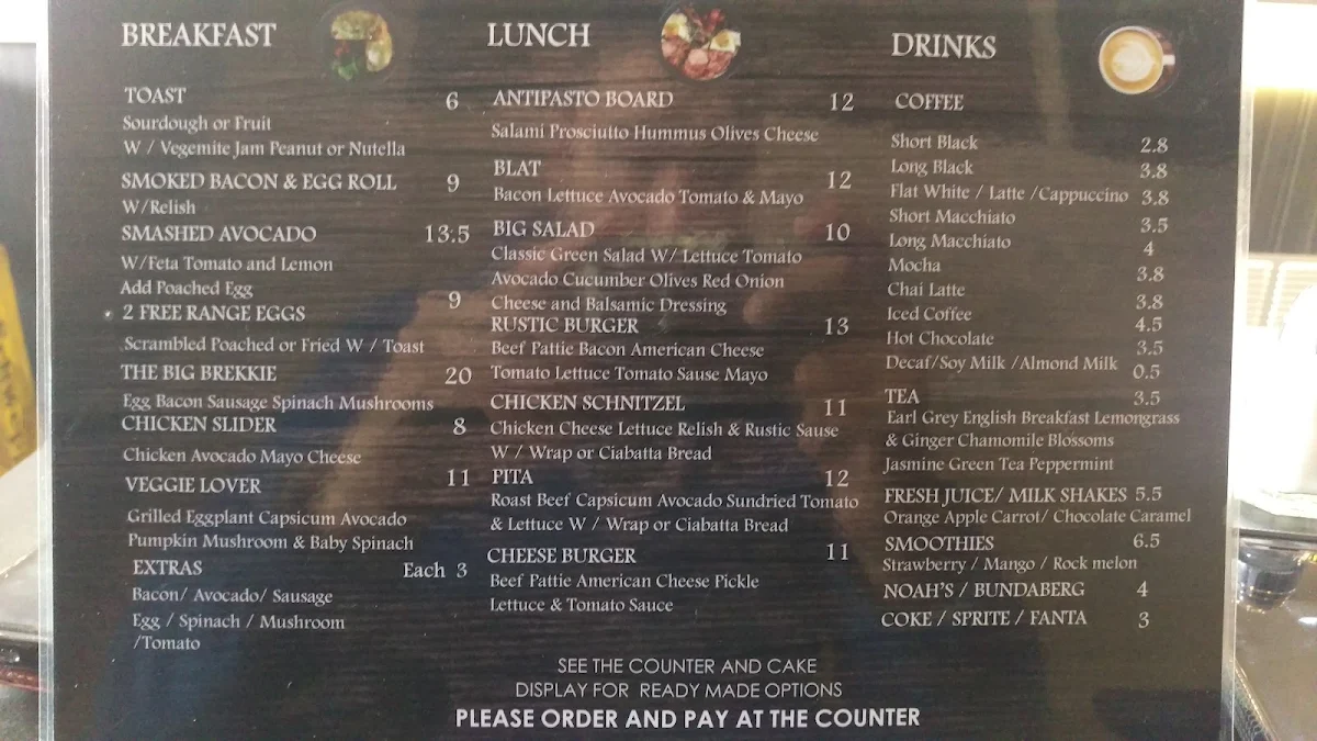 Menu, The Rustic Table