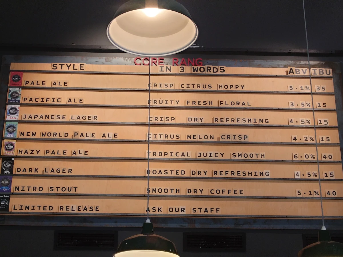 Menu, 4 Pines at the Farm + Barrel Bistro - Hunter Valley