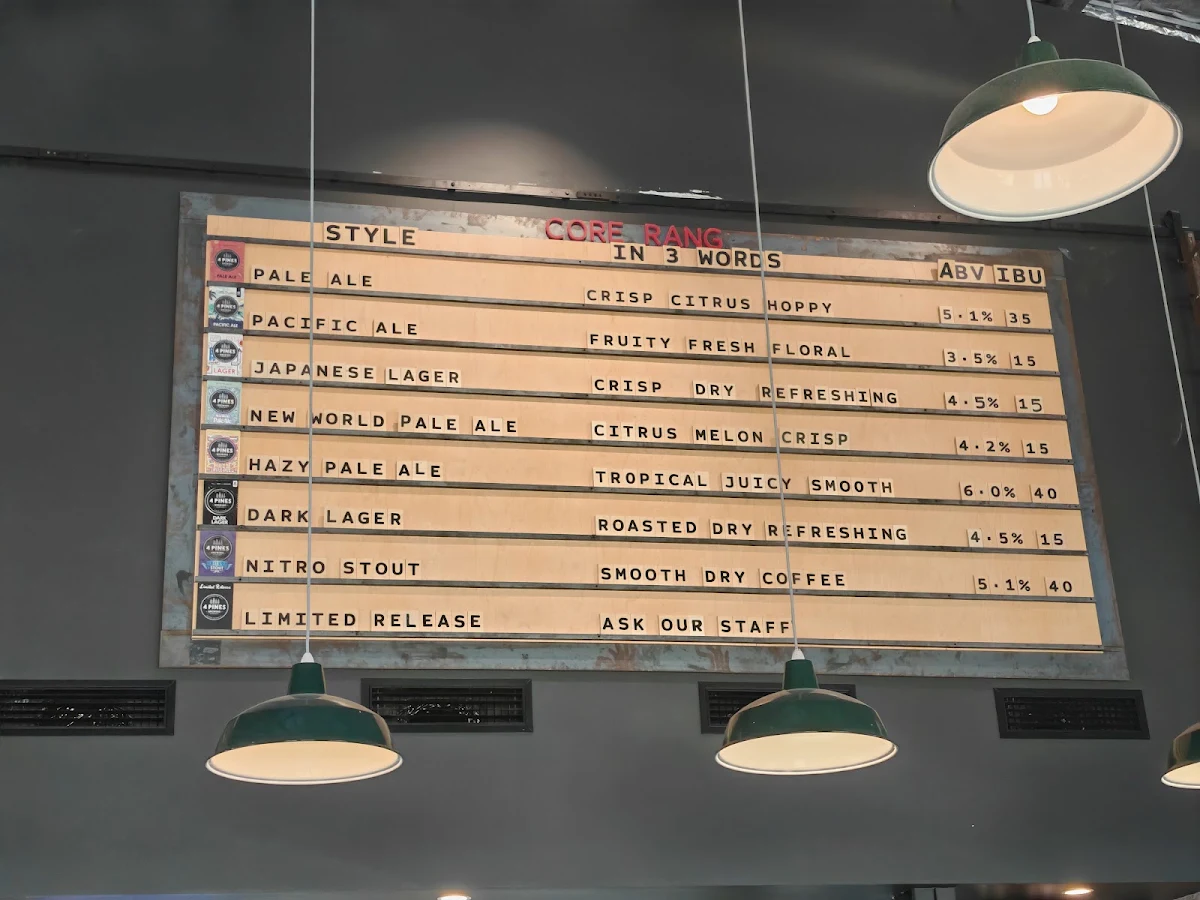 Menu, 4 Pines at the Farm + Barrel Bistro - Hunter Valley