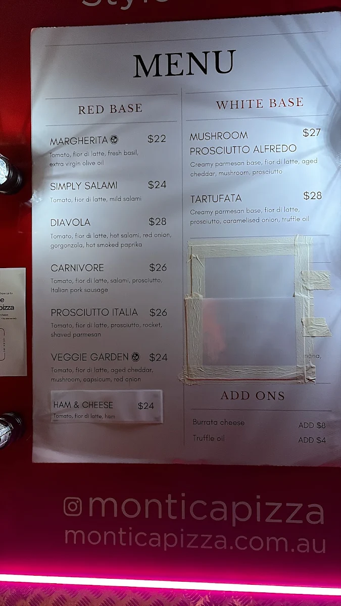 Menu, Montica