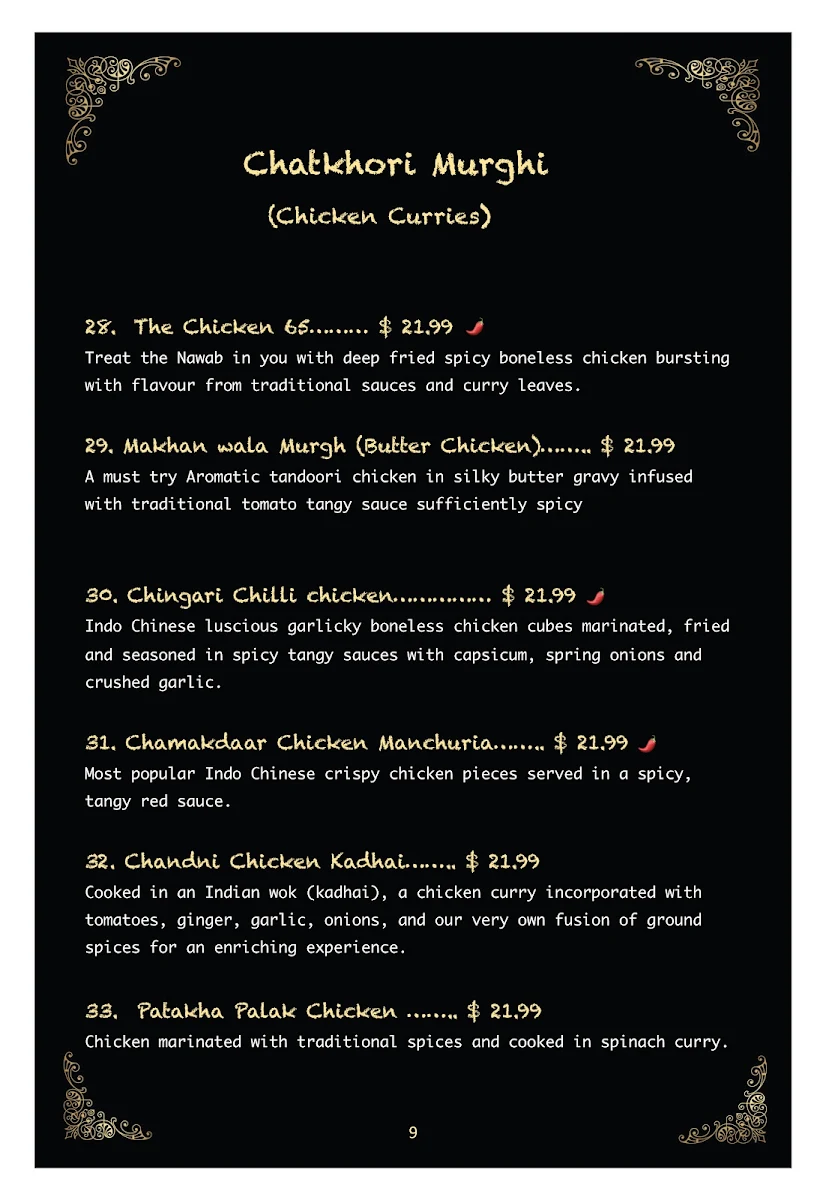 Menu, Hungry Nawabz - Indian Restaurant - Richmond