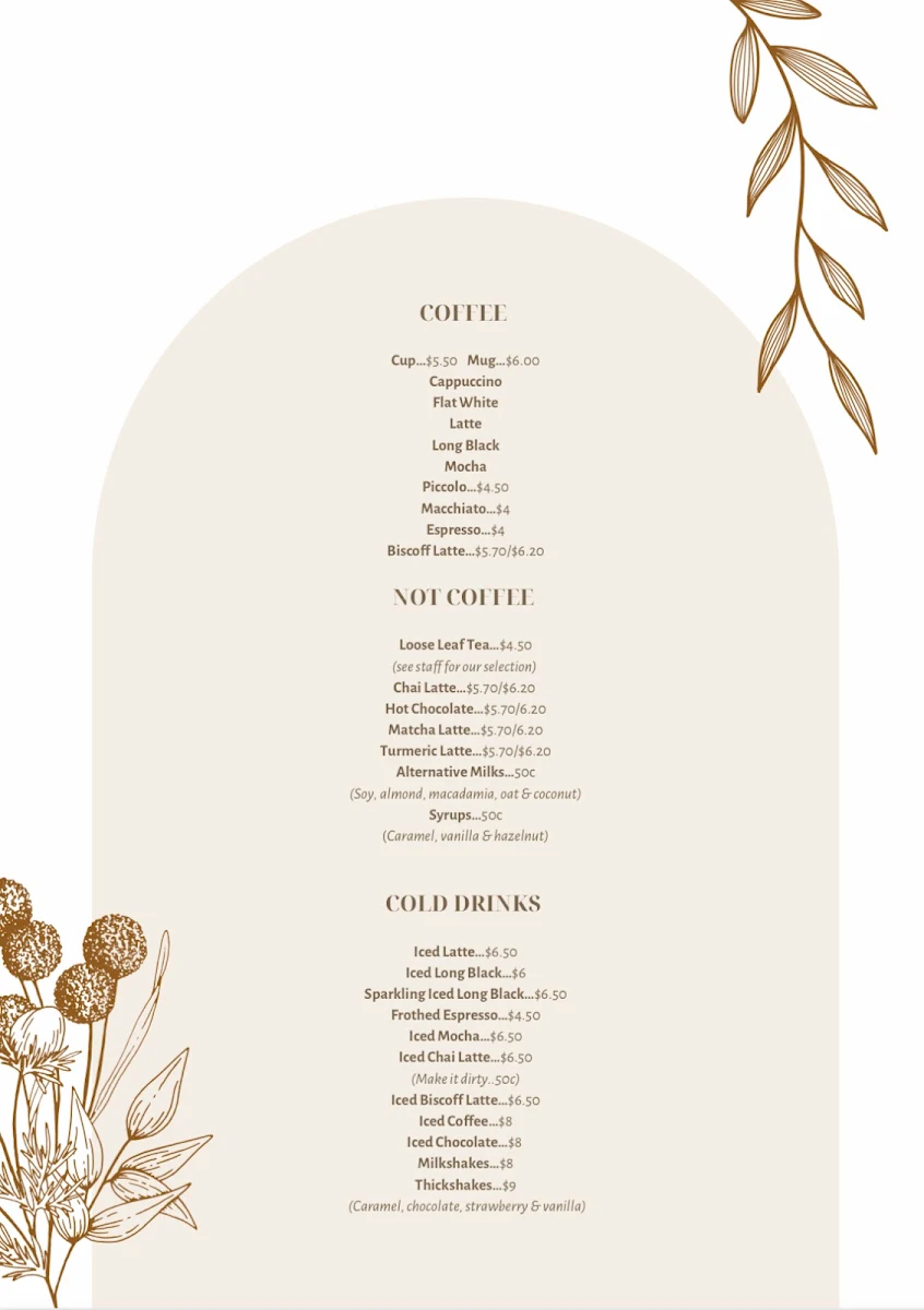 Menu, The Garden Mill Cafe