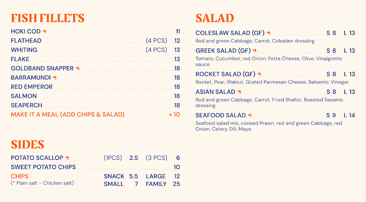 Menu, Ocean Tucker in Newmarket
