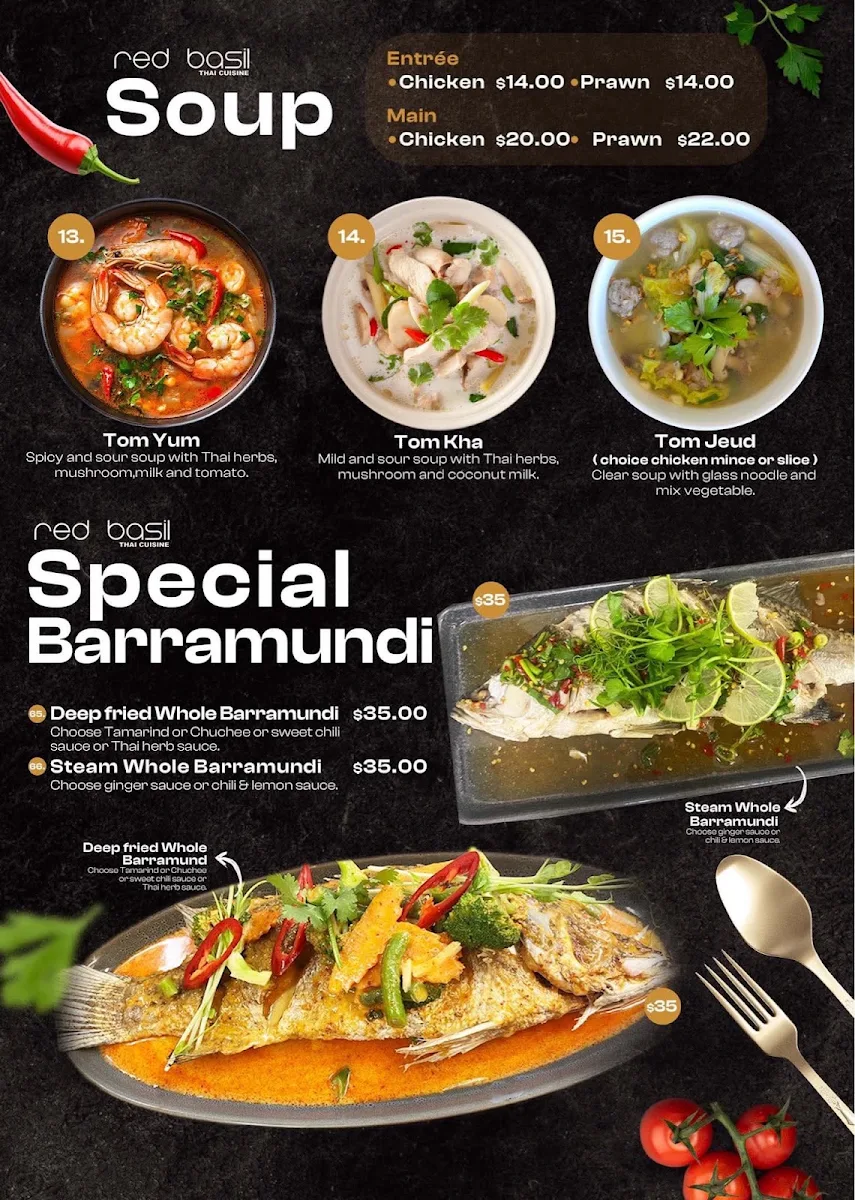 Menu, Red Basil Thai Cuisine
