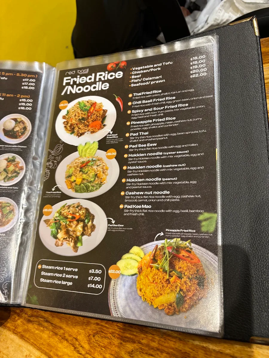 Menu, Red Basil Thai Cuisine