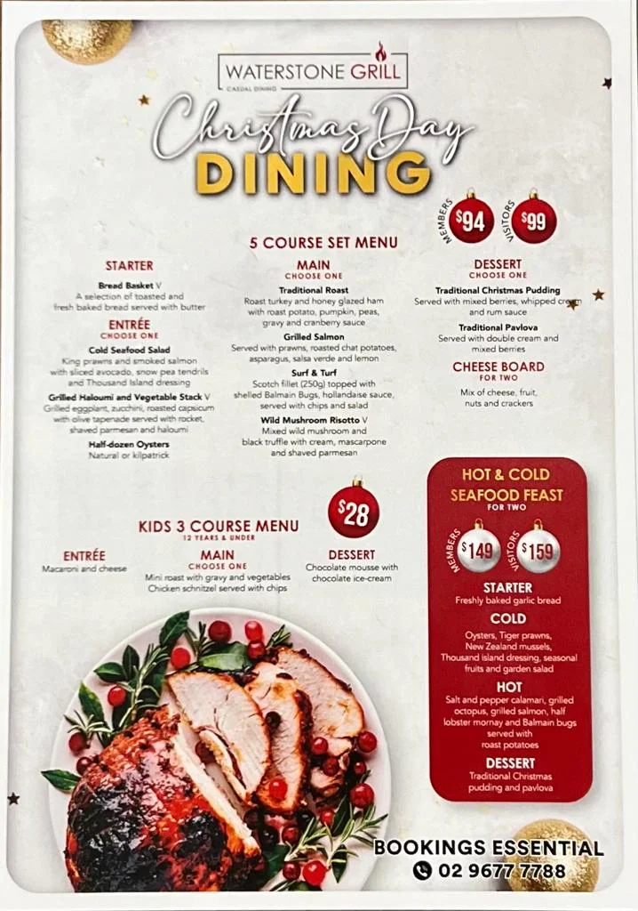 Menu, Waterstone Grill