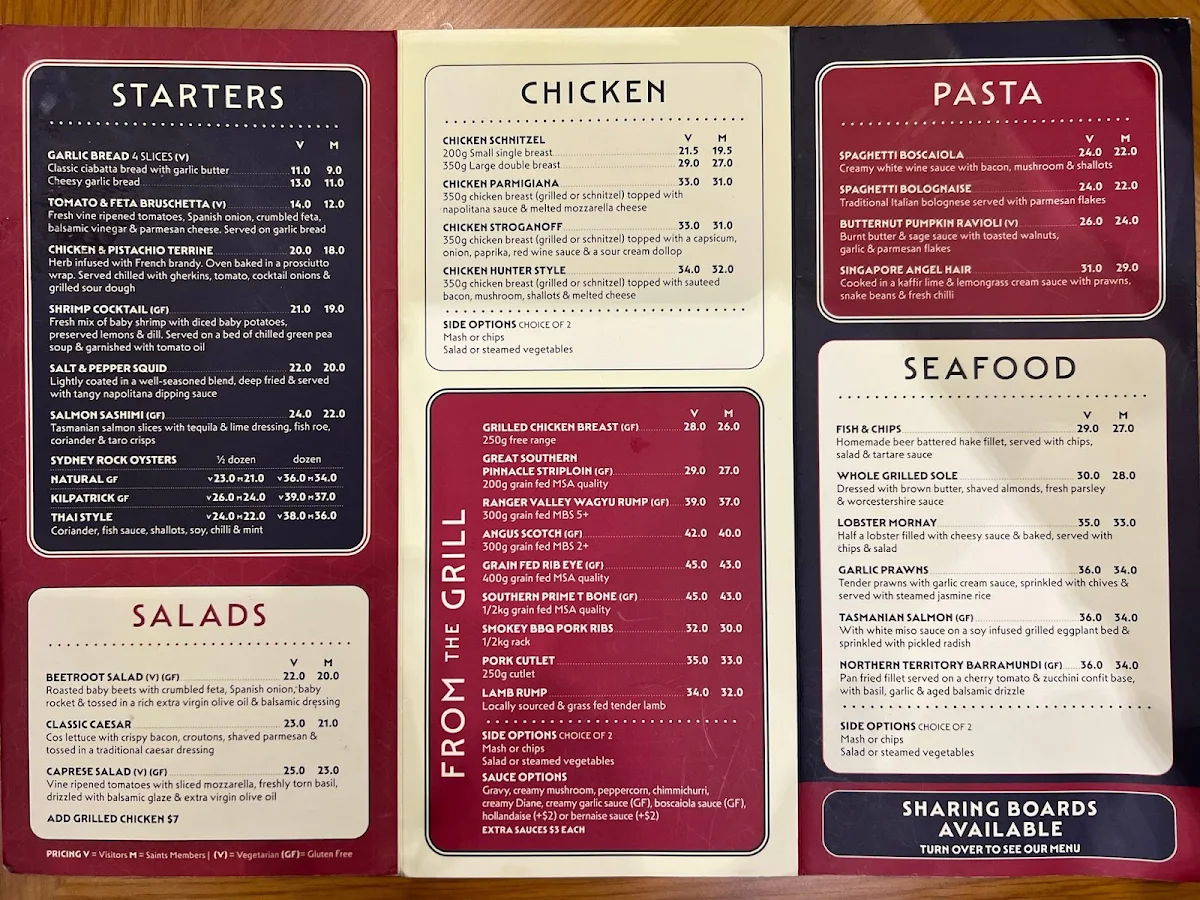 Menu, Waterstone Grill
