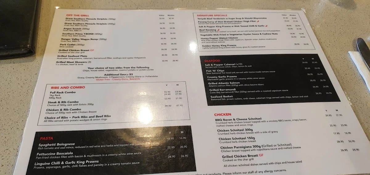 Menu, Waterstone Grill