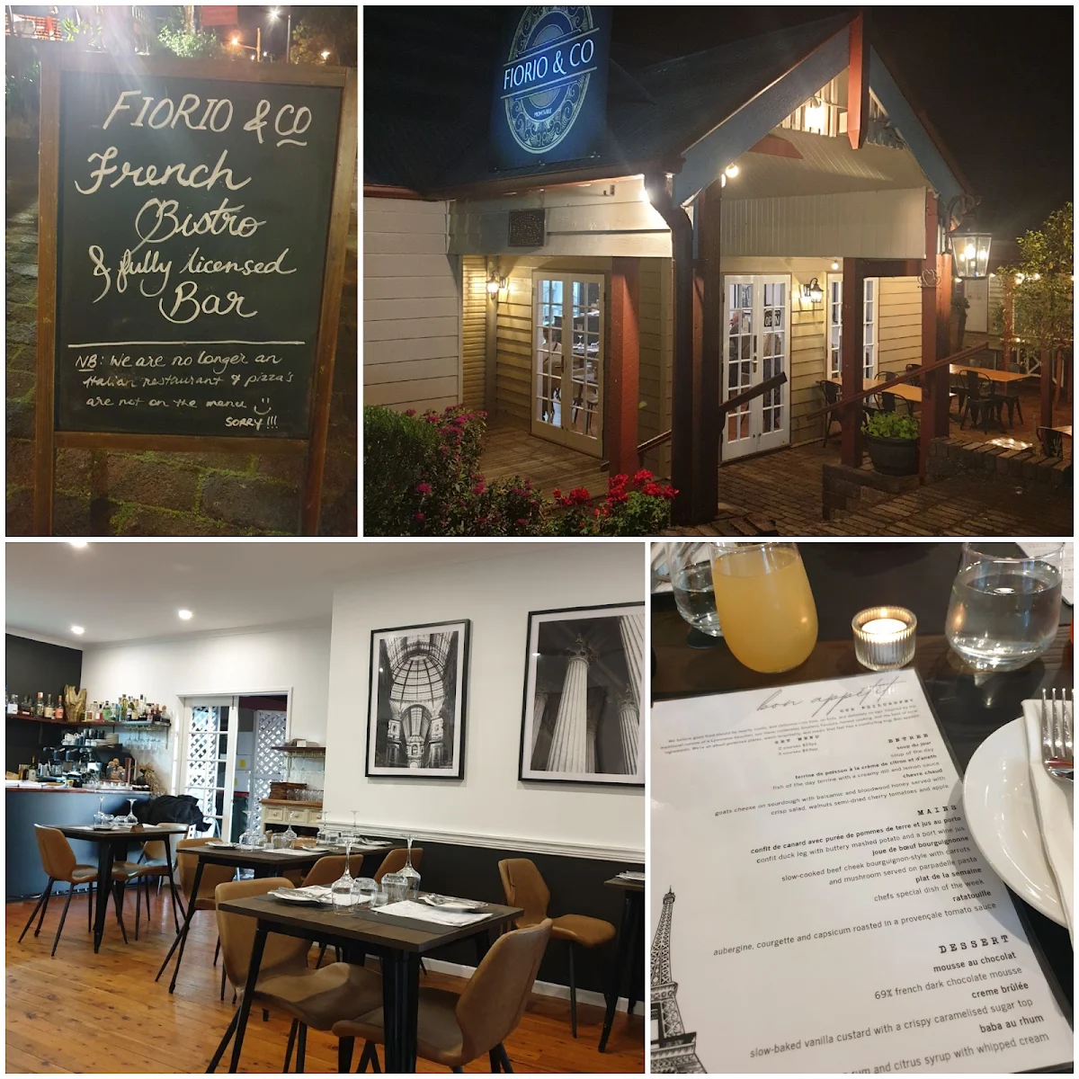 Menu, Fiorio & Co - French Bistro and Bar