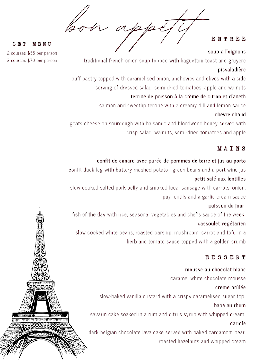 Menu, Fiorio & Co - French Bistro and Bar