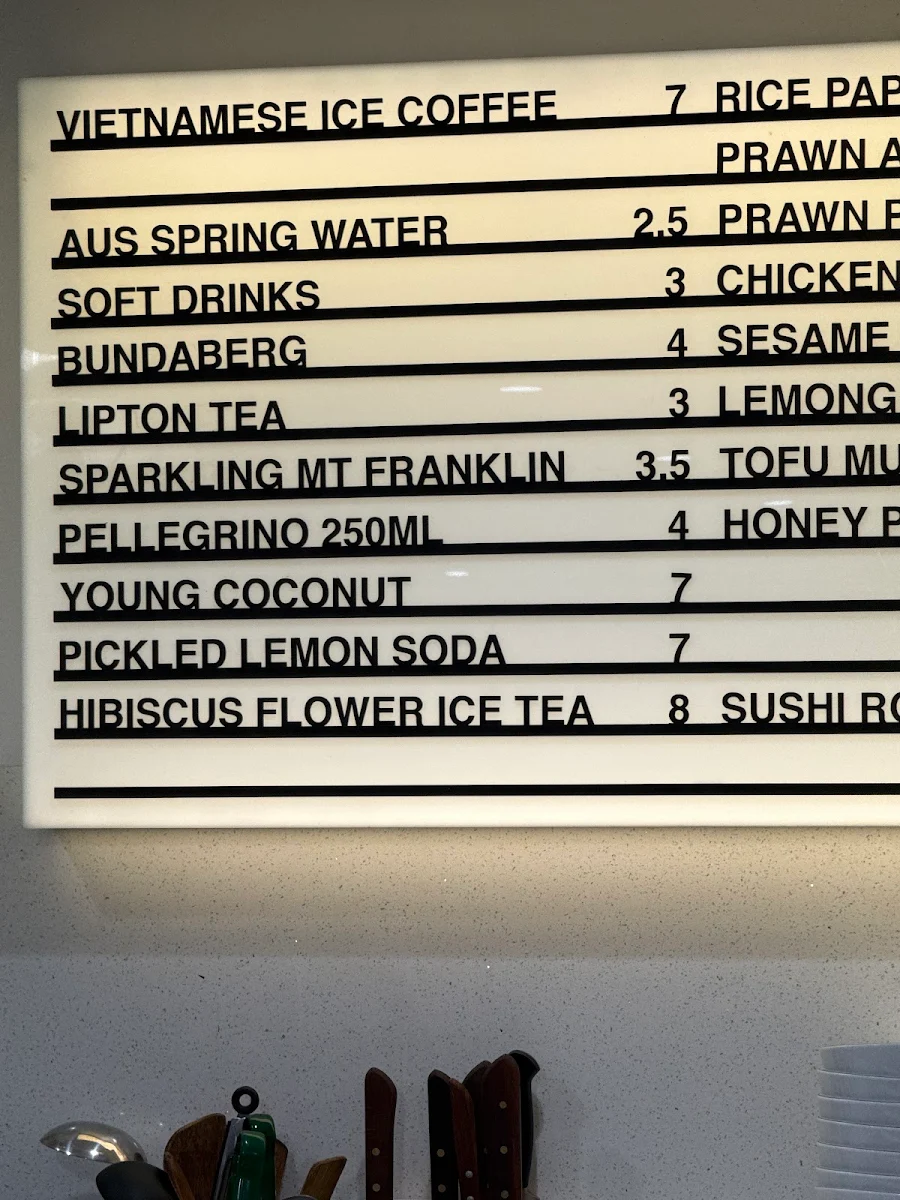 Menu, Eat Fuh North Sydney
