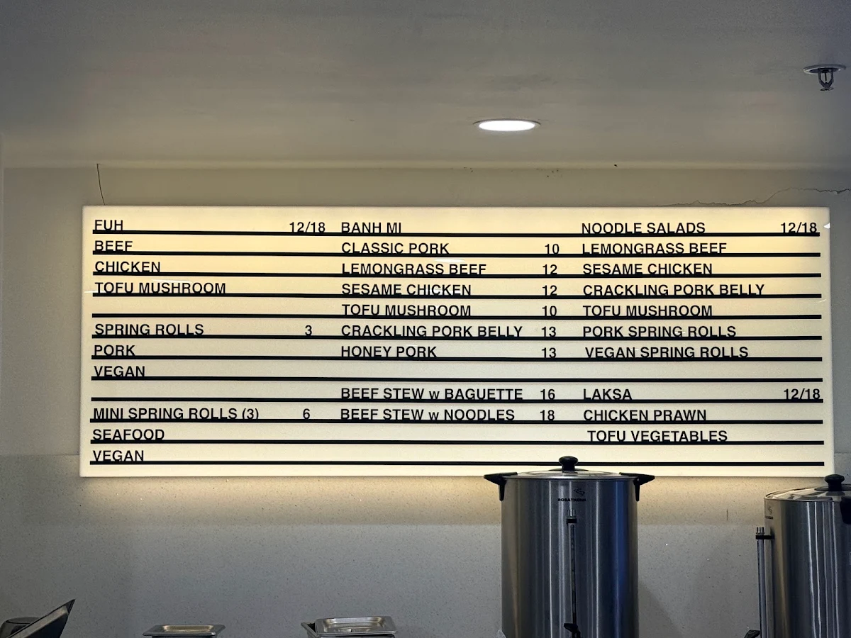 Menu, Eat Fuh North Sydney