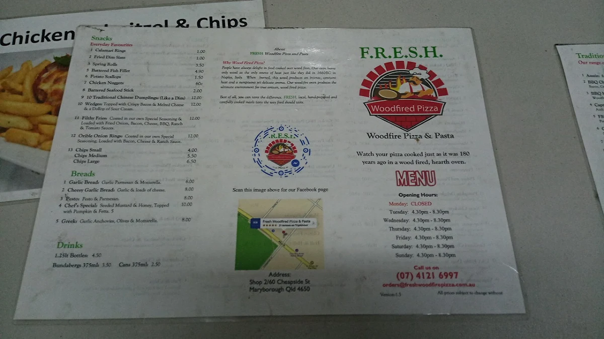 Menu, Fresh Woodfire Pizza & Pasta