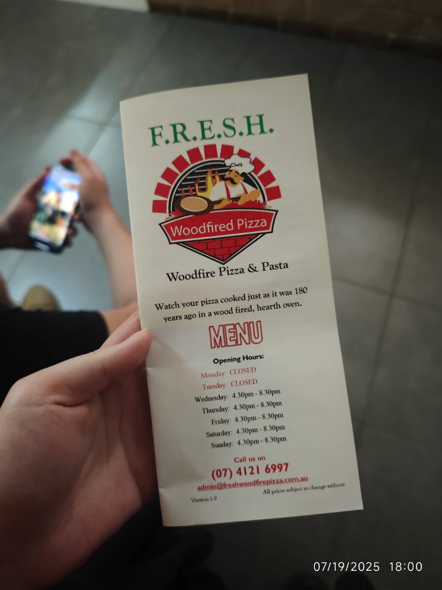 Menu, Fresh Woodfire Pizza & Pasta