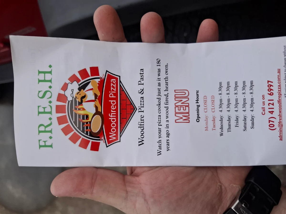 Menu, Fresh Woodfire Pizza & Pasta