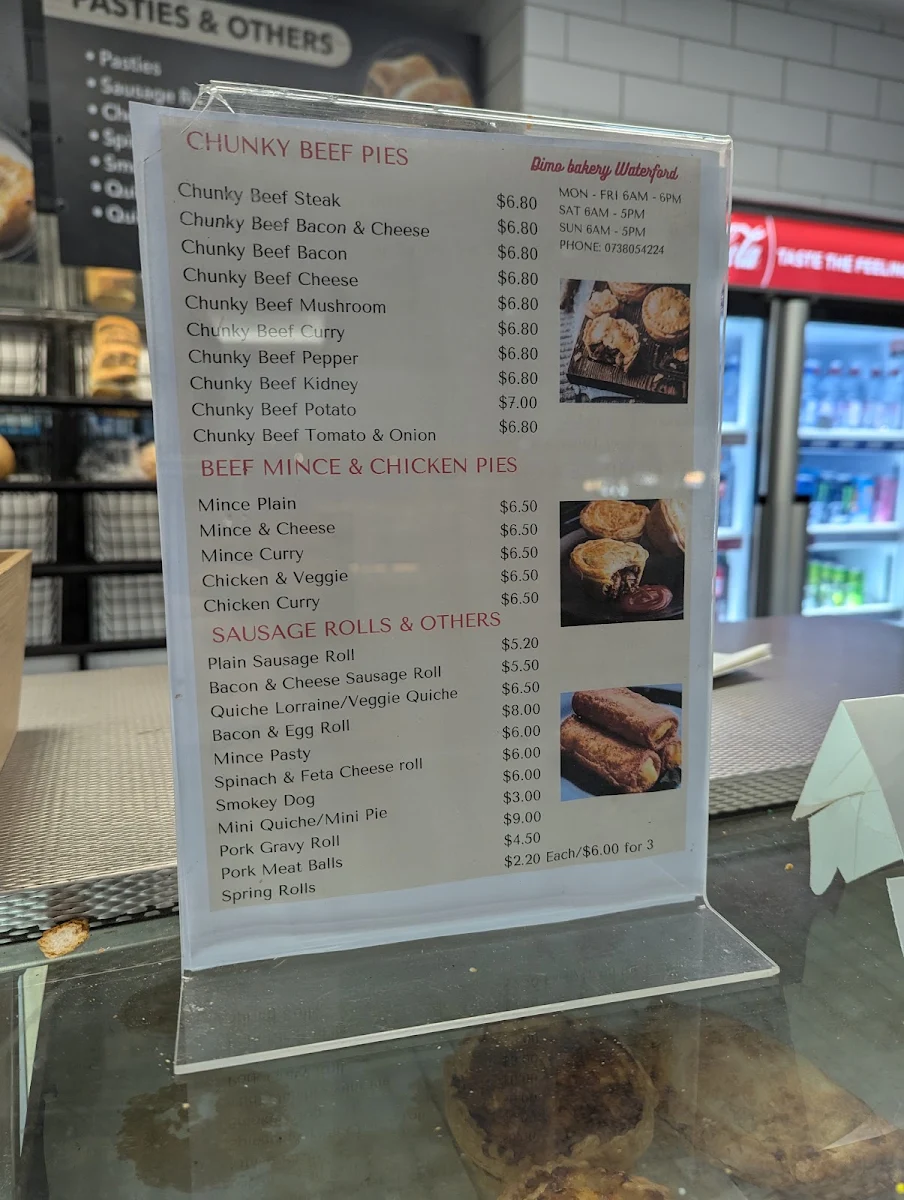 Menu, DIMO Bakery
