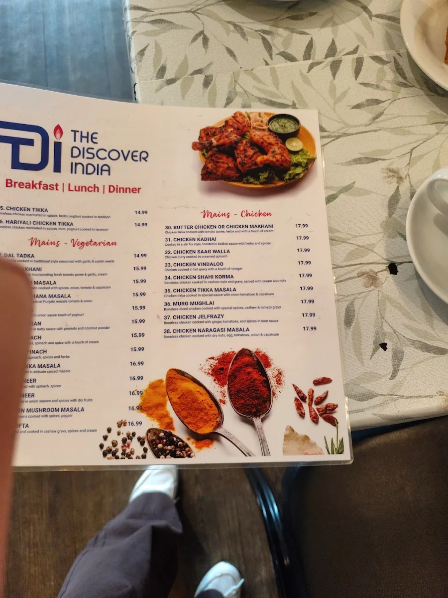 Menu, The Discover India Yarragon