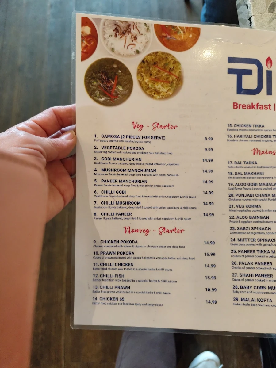 Menu, The Discover India Yarragon
