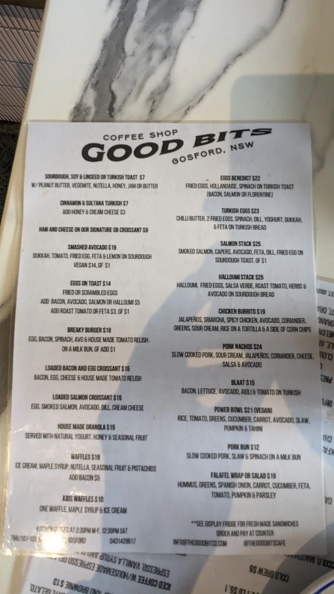 Menu, The Good Bits Company