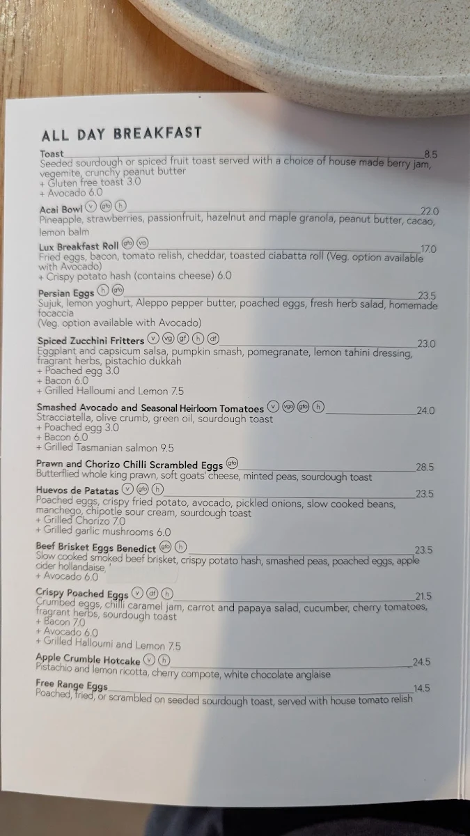 Menu, Lux Foundry