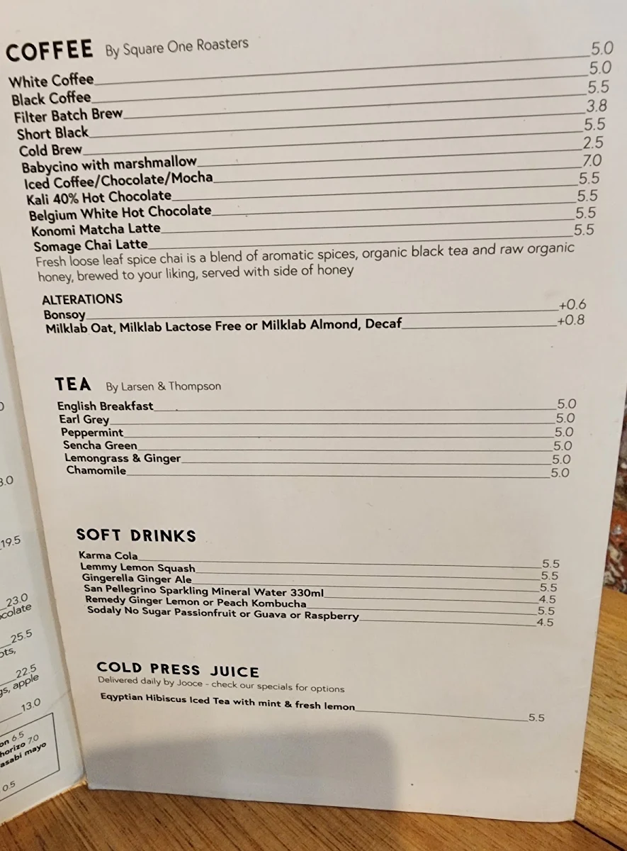 Menu, Lux Foundry