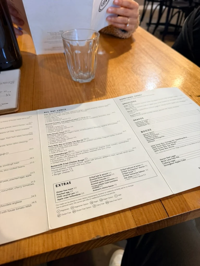 Menu, Lux Foundry