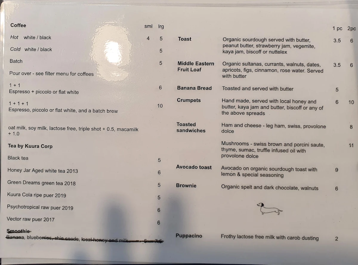 Menu, Supernumerary Coffee