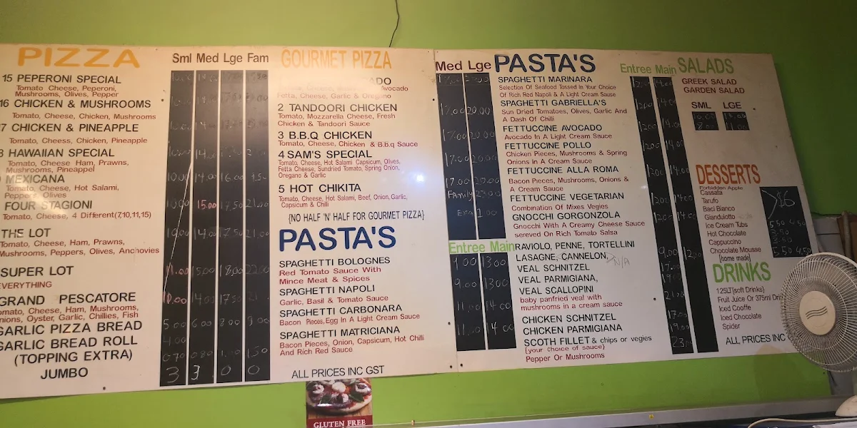 Menu, Gabriella Pizza