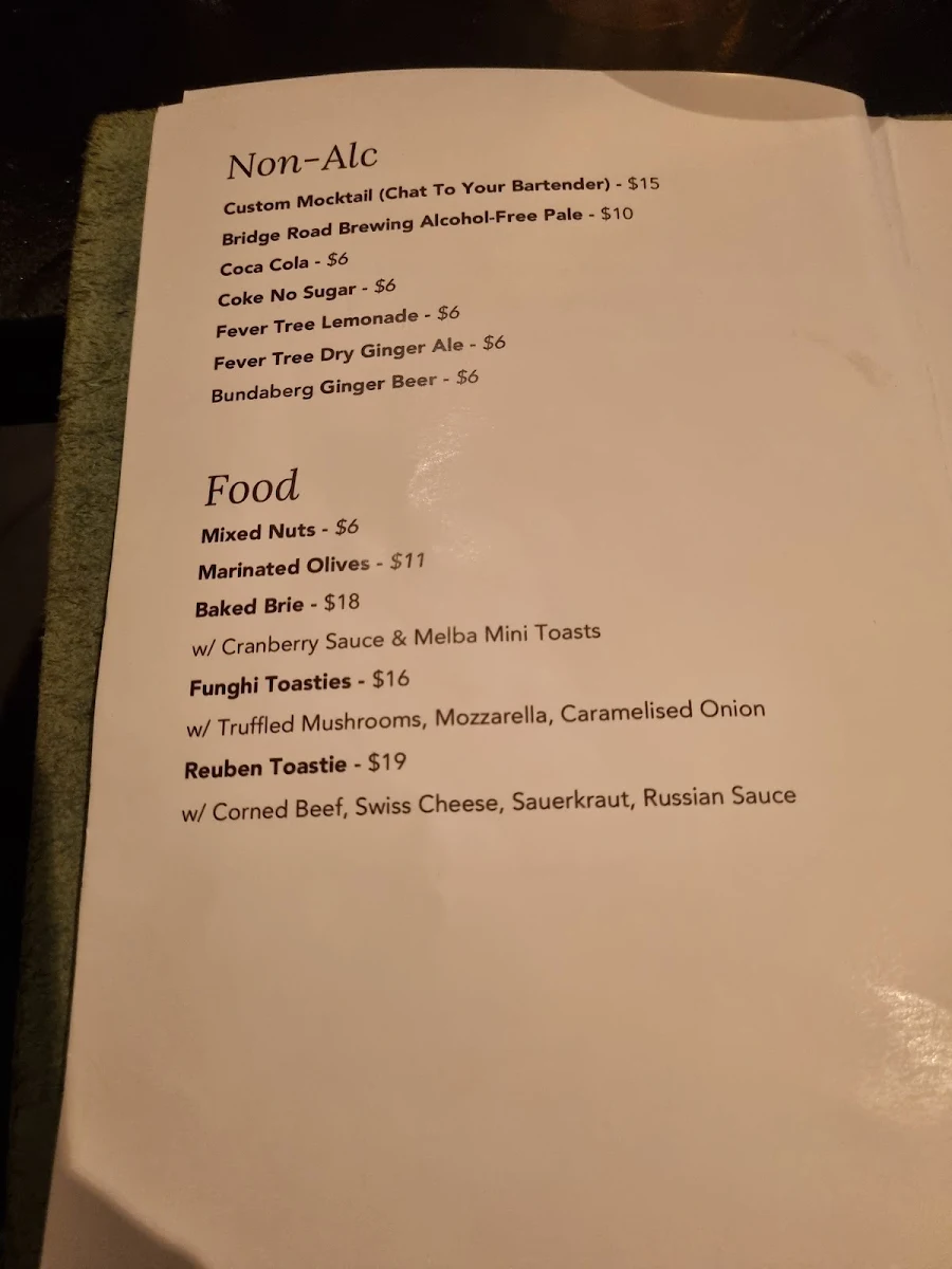 Menu, Bar Clara