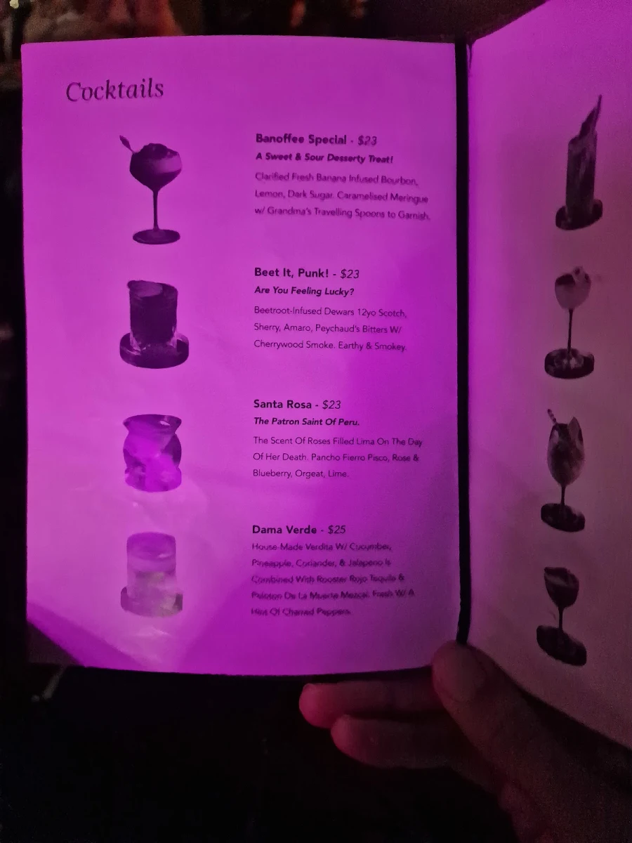 Menu, Bar Clara