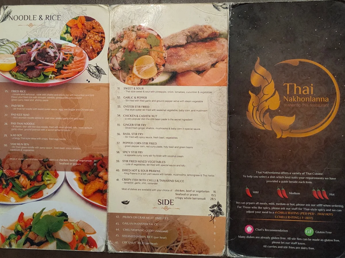 Menu, Thai Nakonlanna