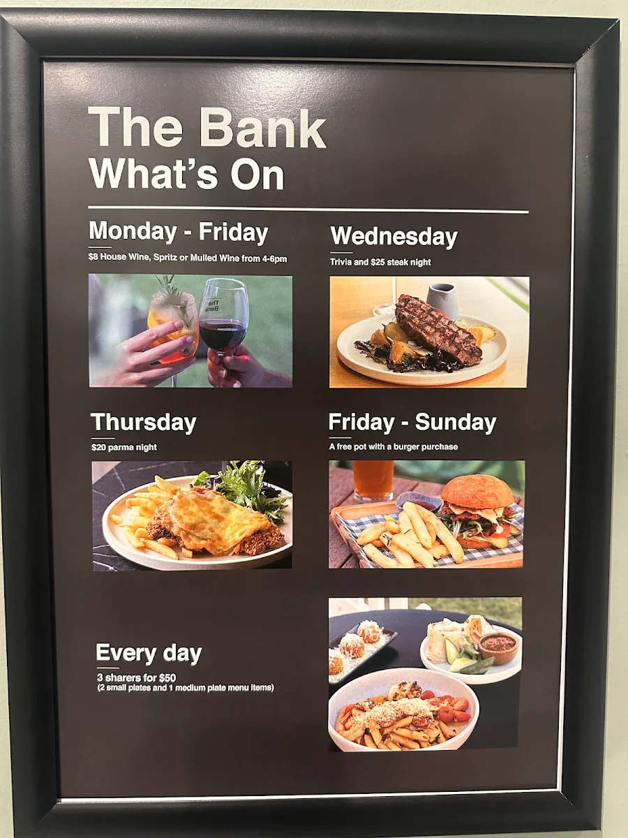 Menu, The Bank Carnegie