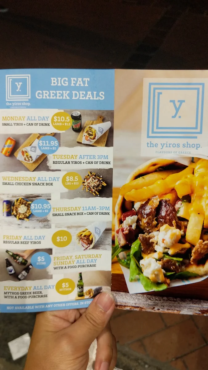 Menu, The Yiros Shop - Burleigh Heads